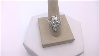 Synthetic Quartz Lady's Stone Ring Silver Stainless 6g